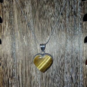 Heart-Shaped Tiger's Eye Pendant Necklace